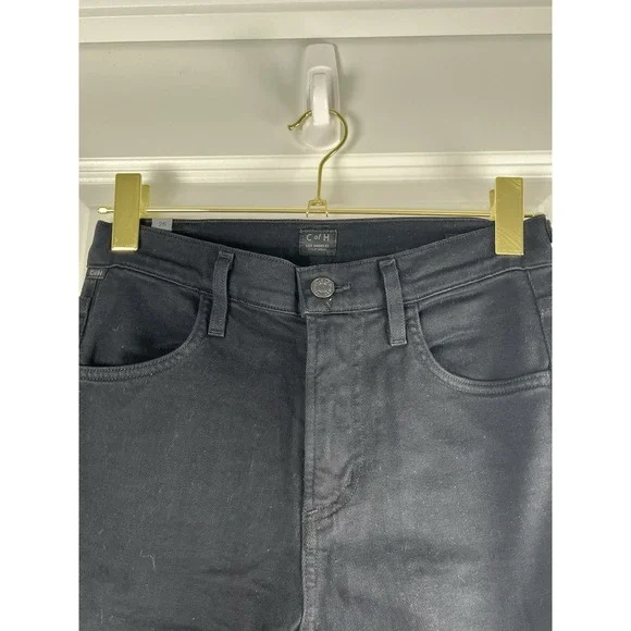 Citizens of Humanity Drew Flounce High Rise Crop Flare Jeans in Soiree Black 25 - Picture 6 of 15